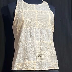 White and Cream Sleeveless Top